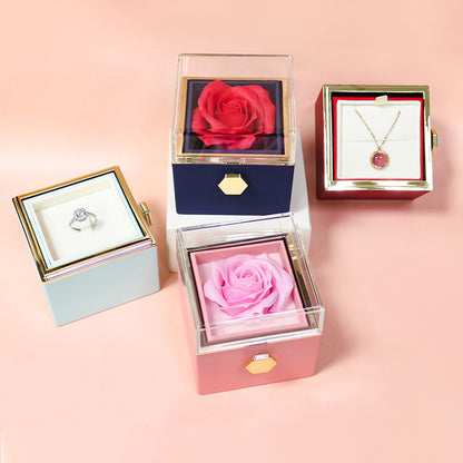 Rotating Soap Flower Rose Gift Box Creative Rotating Rose Jewellery  Packaging Box Valentine's Day Gift For Women
