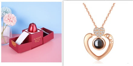 Hot Valentine's Day Gift Metal Rose Jewelry Gift Box Necklace
