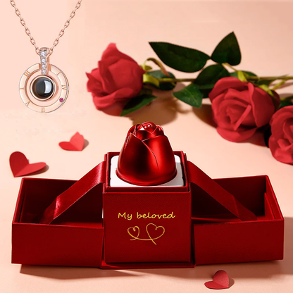 Hot Valentine's Day Gift Metal Rose Jewelry Gift Box Necklace