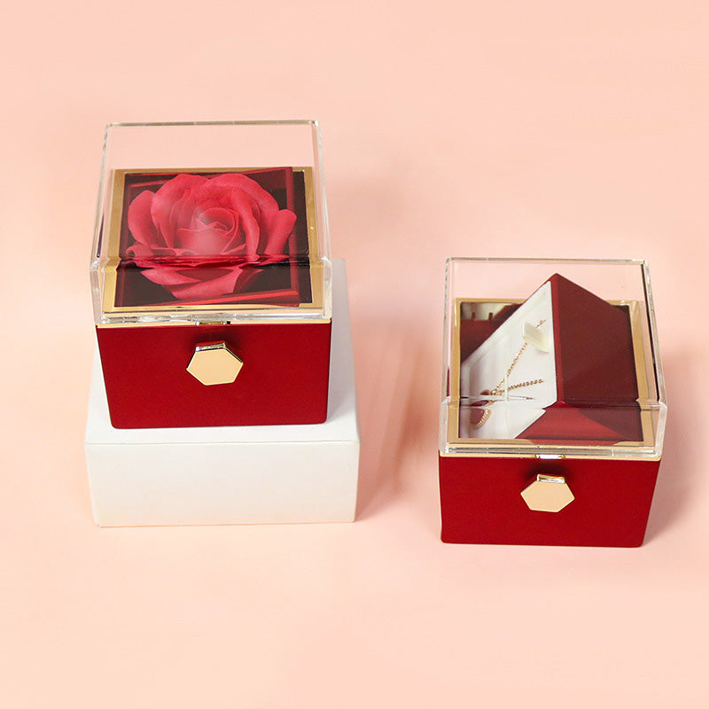 Rotating Soap Flower Rose Gift Box Creative Rotating Rose Jewellery  Packaging Box Valentine's Day Gift For Women