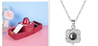 Hot Valentine's Day Gift Metal Rose Jewelry Gift Box Necklace
