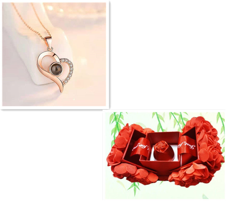 Hot Valentine's Day Gift Metal Rose Jewelry Gift Box Necklace
