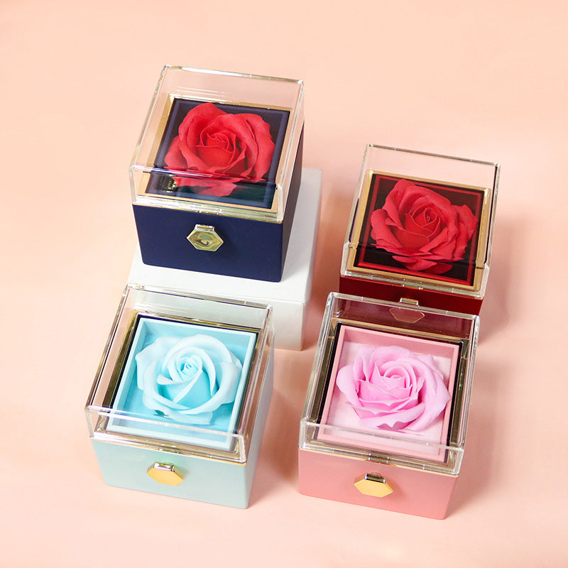 Rotating Soap Flower Rose Gift Box Creative Rotating Rose Jewellery  Packaging Box Valentine's Day Gift For Women