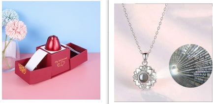 Hot Valentine's Day Gift Metal Rose Jewelry Gift Box Necklace