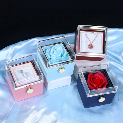 Rotating Soap Flower Rose Gift Box Creative Rotating Rose Jewellery  Packaging Box Valentine's Day Gift For Women