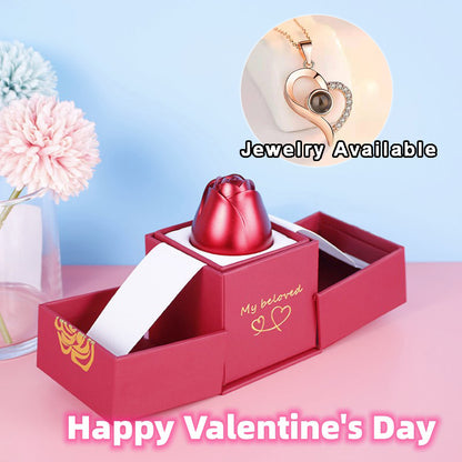 Hot Valentine's Day Gift Metal Rose Jewelry Gift Box Necklace