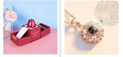 Hot Valentine's Day Gift Metal Rose Jewelry Gift Box Necklace