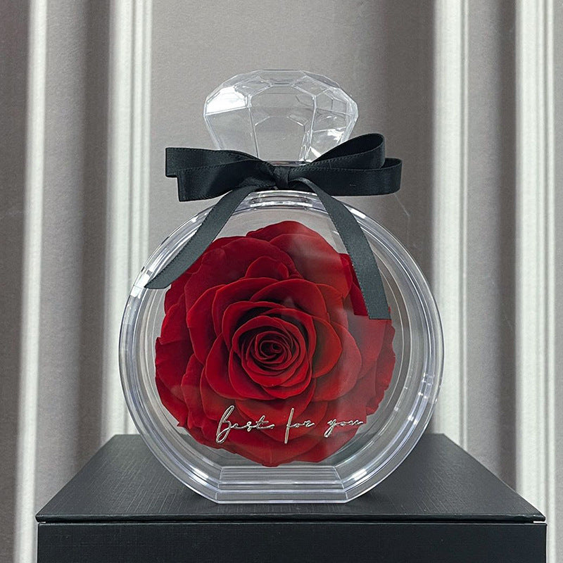 Natural Eternal Flower Ornaments Transparent Cover Dried Rose Gift Box  Valentine's Day Home Decor
