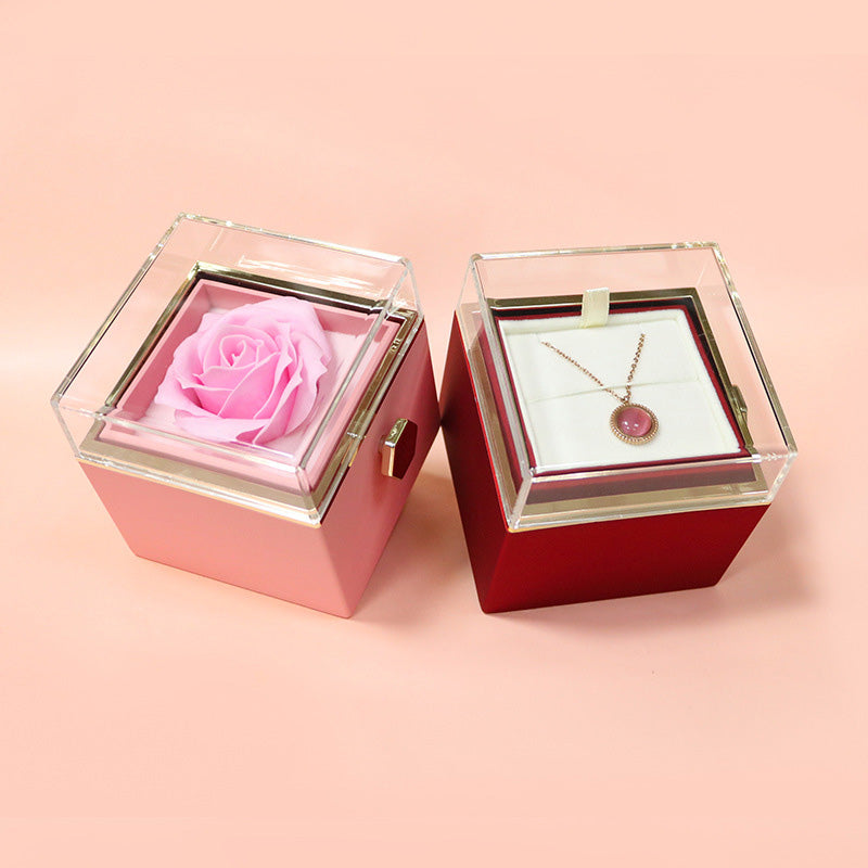Rotating Soap Flower Rose Gift Box Creative Rotating Rose Jewellery  Packaging Box Valentine's Day Gift For Women