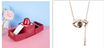 Hot Valentine's Day Gift Metal Rose Jewelry Gift Box Necklace