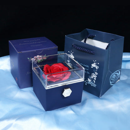 Rotating Soap Flower Rose Gift Box Creative Rotating Rose Jewellery  Packaging Box Valentine's Day Gift For Women