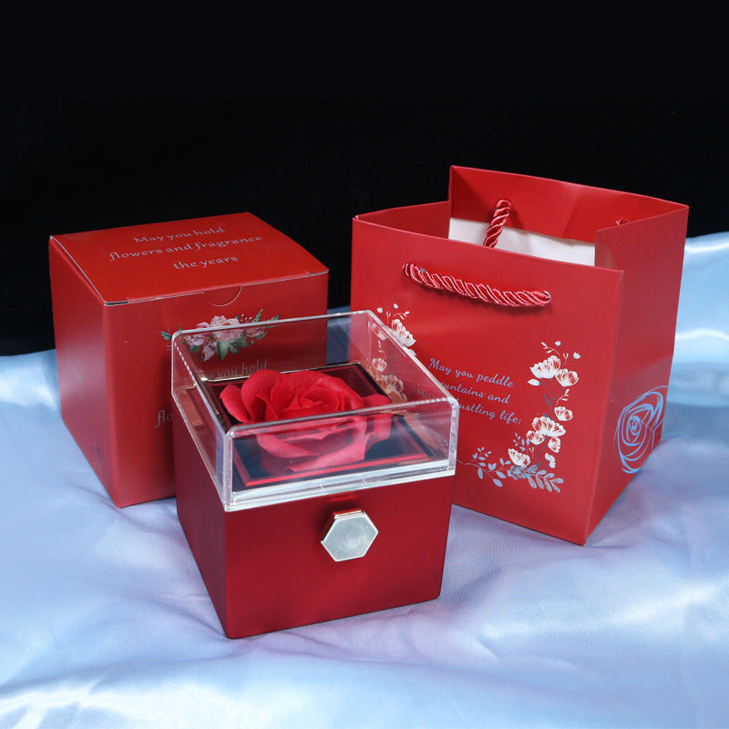 Rotating Soap Flower Rose Gift Box Creative Rotating Rose Jewellery  Packaging Box Valentine's Day Gift For Women
