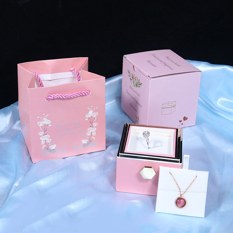 Rotating Soap Flower Rose Gift Box Creative Rotating Rose Jewellery  Packaging Box Valentine's Day Gift For Women