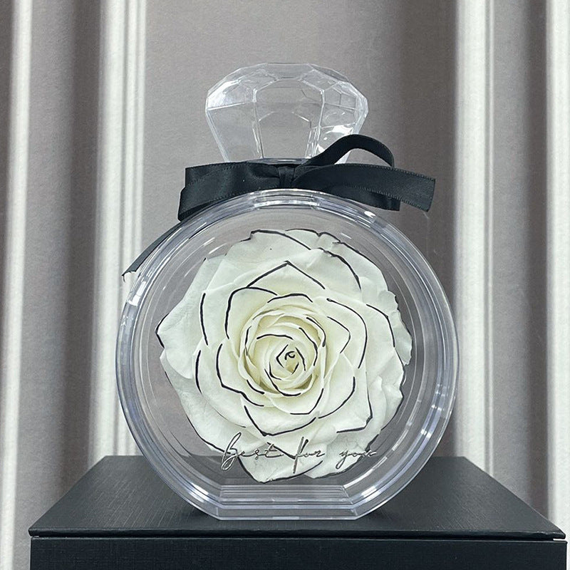 Natural Eternal Flower Ornaments Transparent Cover Dried Rose Gift Box  Valentine's Day Home Decor