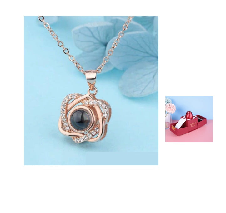 Hot Valentine's Day Gift Metal Rose Jewelry Gift Box Necklace