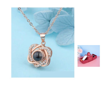 Hot Valentine's Day Gift Metal Rose Jewelry Gift Box Necklace
