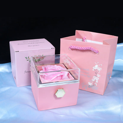 Rotating Soap Flower Rose Gift Box Creative Rotating Rose Jewellery  Packaging Box Valentine's Day Gift For Women