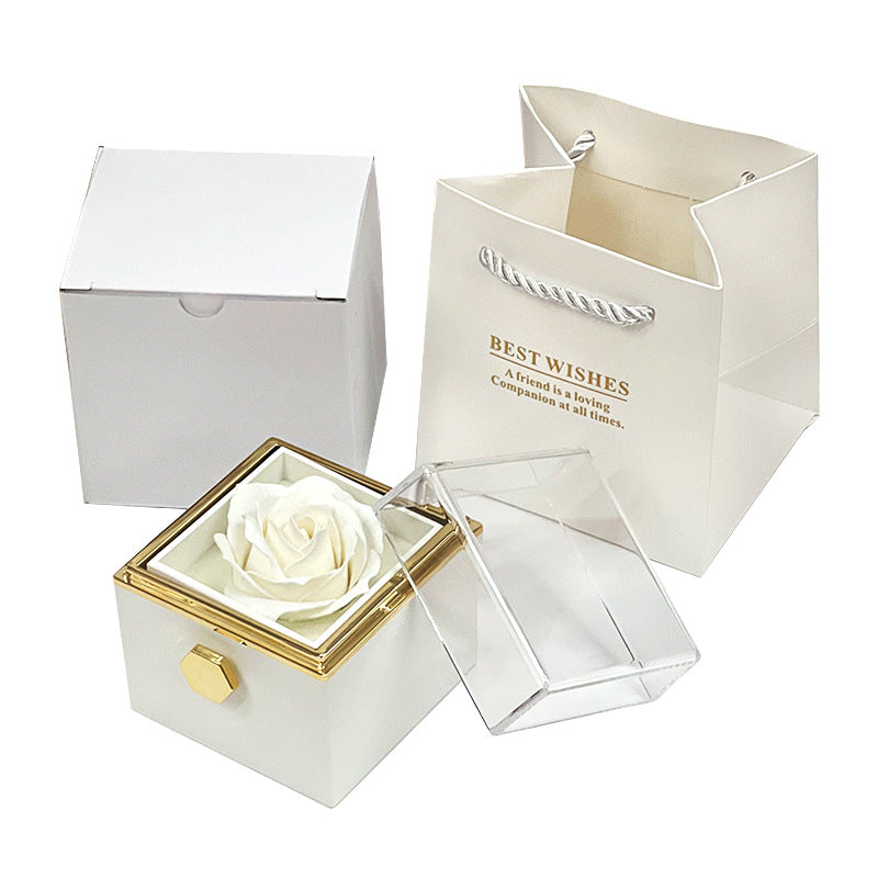 Rotating Soap Flower Rose Gift Box Creative Rotating Rose Jewellery  Packaging Box Valentine's Day Gift For Women